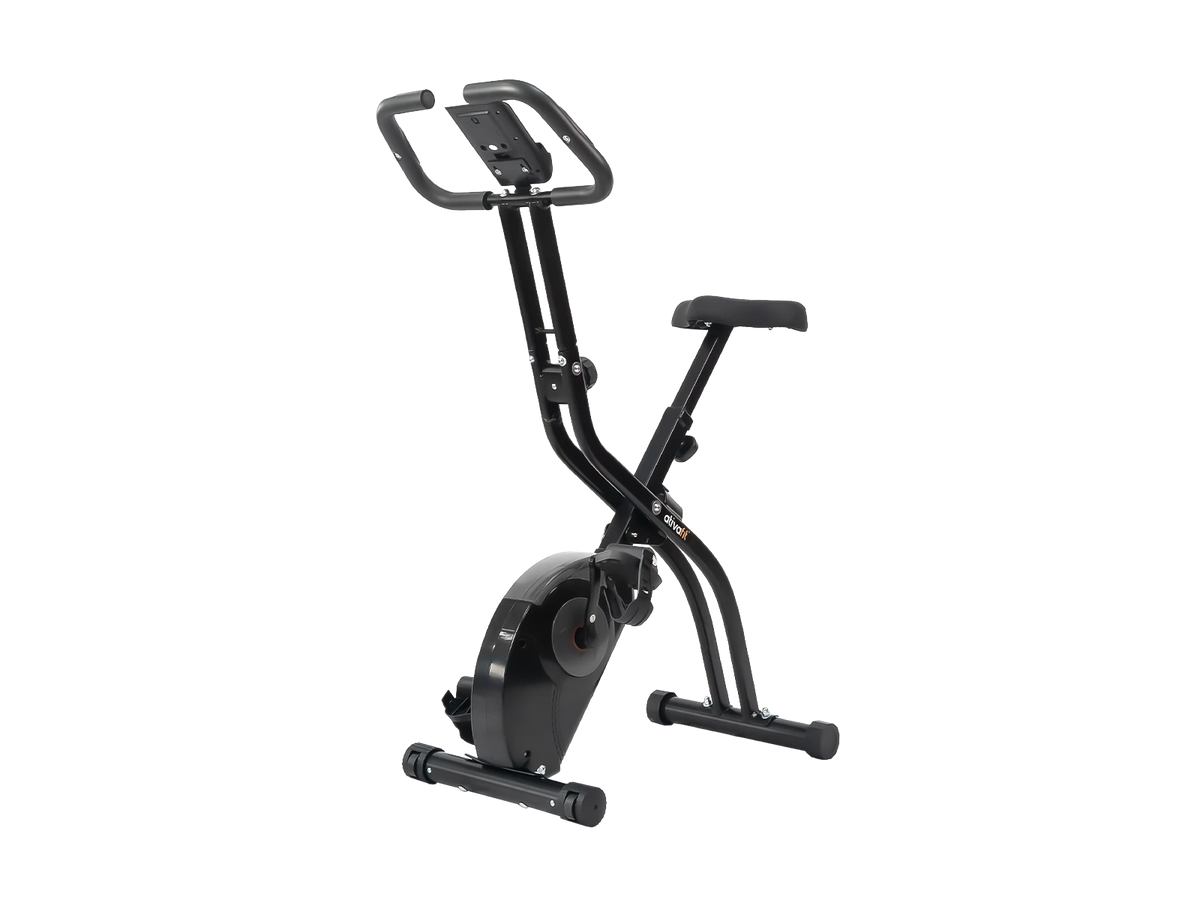 Ativafit Foldable exercise bike with digital monitor and adjustable seat for home cardio workouts