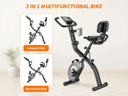 Multifunctional bike with compact and recumbent ride options on a light background