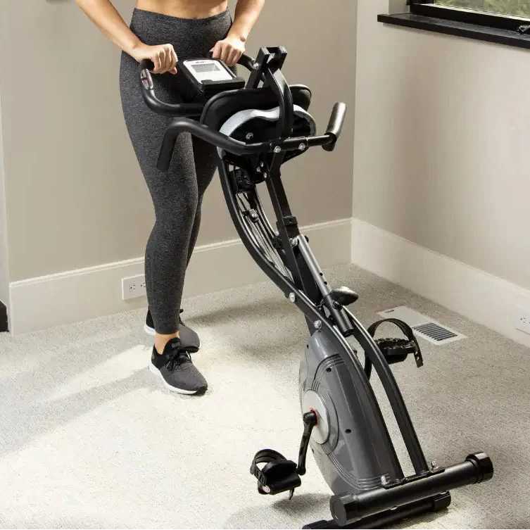 Ativafit exercise bike folded for compact storage