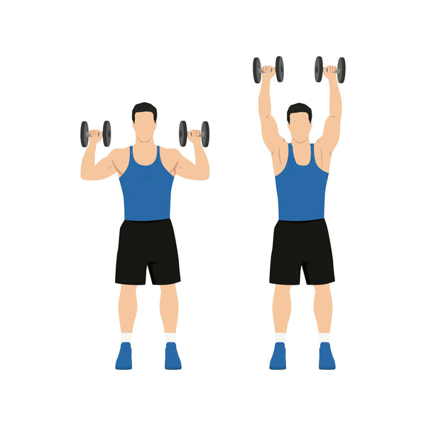 Standing dumbbell shoulder press demonstration